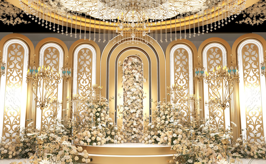 嘉定香槟色调婚礼堂效果展示